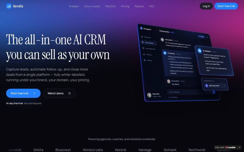Levels Saas template preview